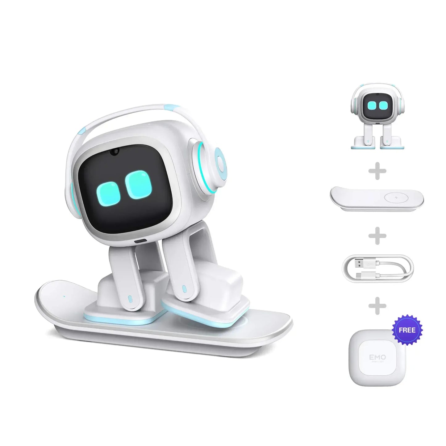 AI EMO Robot Cute Battery Operated Toy Light Sound Plastic Construction Four-Wheeled Mecanum Wheel Chassis Intelligent Pet