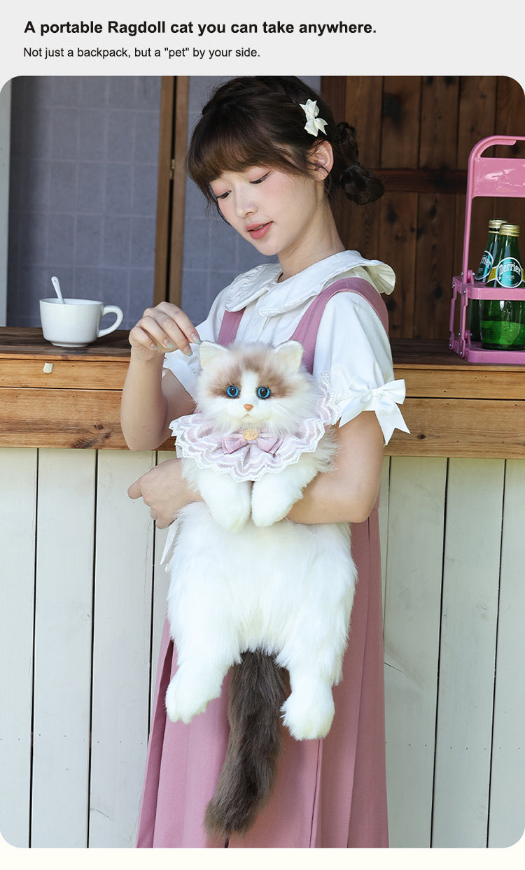 Lifelike Cat Shaped Backpack Toys Large Ragdoll Bag