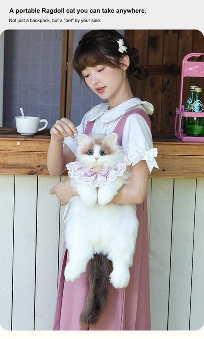 Lifelike Cat Shaped Backpack Toys Large Ragdoll Bag