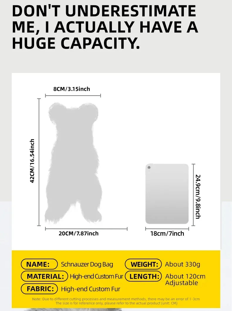 White Mixed Grey Schnauzer Dog Simulated Plush Unisex Backpack Soft PP Cotton Filled Fashion Couple Set Toy