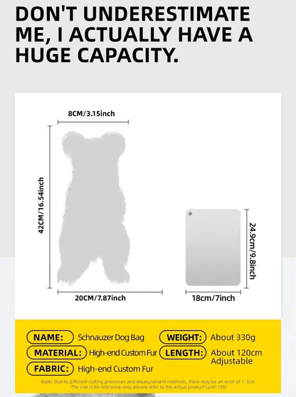 White Mixed Grey Schnauzer Dog Simulated Plush Unisex Backpack Soft PP Cotton Filled Fashion Couple Set Toy