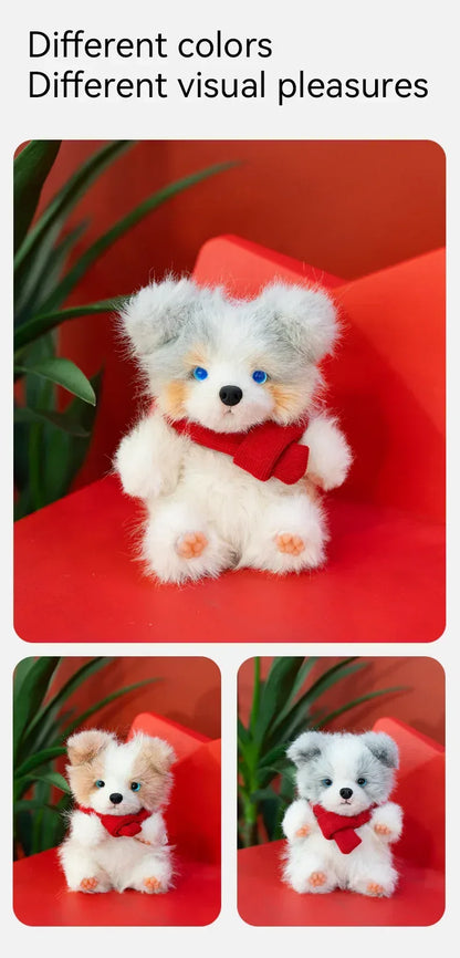 Realistic 1:1 Merle Border Collie Plush Keychain Polyester Fiber Lifelike Dog Bag Charm with Premium Silk Cotton Filling