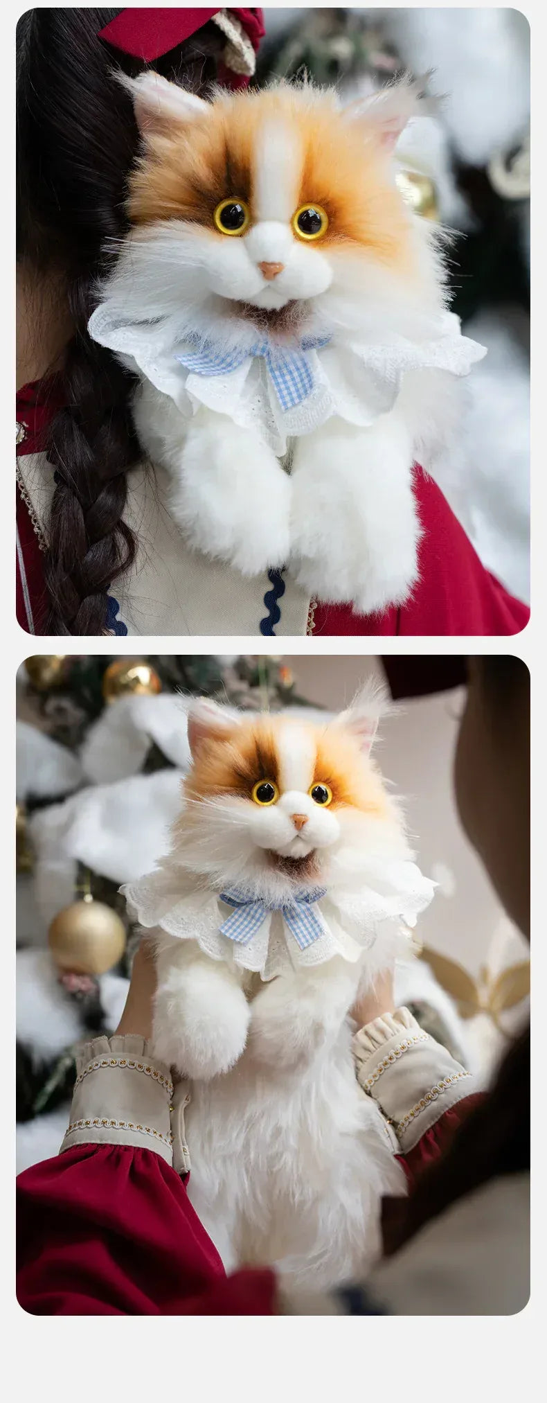 Light Yellow Calico Cat Backpack Simulation Cute Plush Doll Toy for Birthday Gift