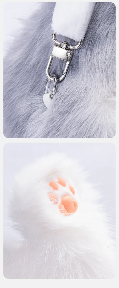 Polyester Cute Simulated Angora Rabbit Plush Backpacks Soft Plush Large Capacity Bag for Birthday Gift
