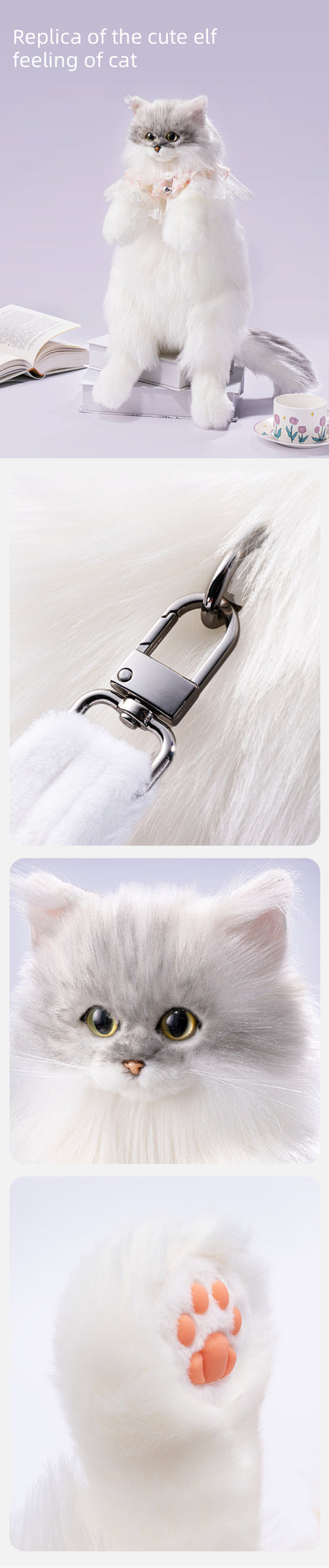 Simulated Chinchilla Cat Plush Polyester Toy Backpacks Savings Function Companion Chinchilla Cat-shaped Backpack