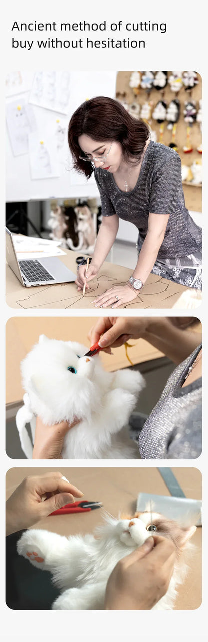 Orange Cat Simulation Fashion Plush Backpack PP Cotton Filling Adorable Cat Bag Realistic Cat Backpack for Adults/Kids