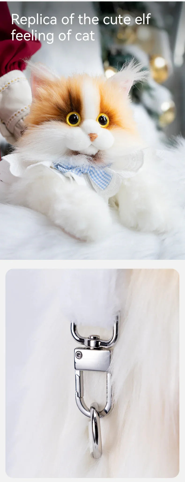 Light Yellow Calico Cat Backpack Simulation Cute Plush Doll Toy for Birthday Gift