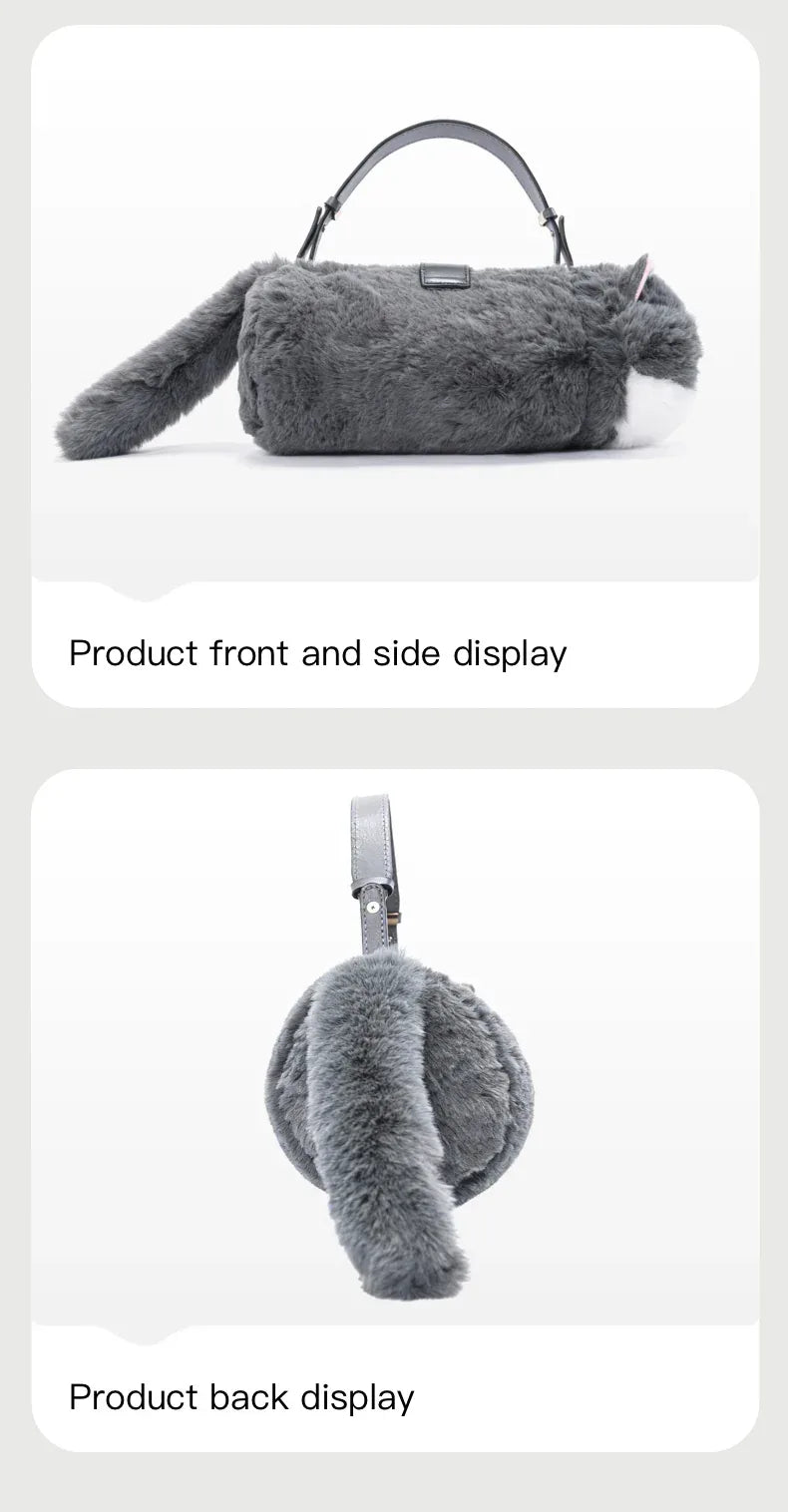 Handmade Adjustable Chain Cat Soft Plush One-Shoulder Handbag Rag Doll Fashion Cute Toy Gift