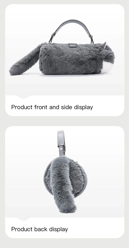 Handmade Adjustable Chain Cat Soft Plush One-Shoulder Handbag Rag Doll Fashion Cute Toy Gift