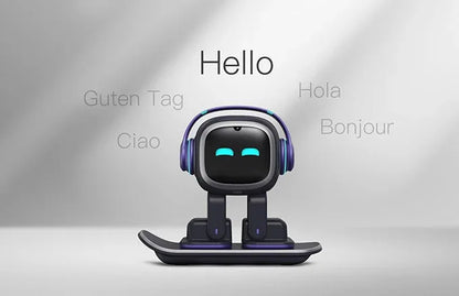 AI EMO Robot Cute Battery Operated Toy Light Sound Plastic Construction Four-Wheeled Mecanum Wheel Chassis Intelligent Pet