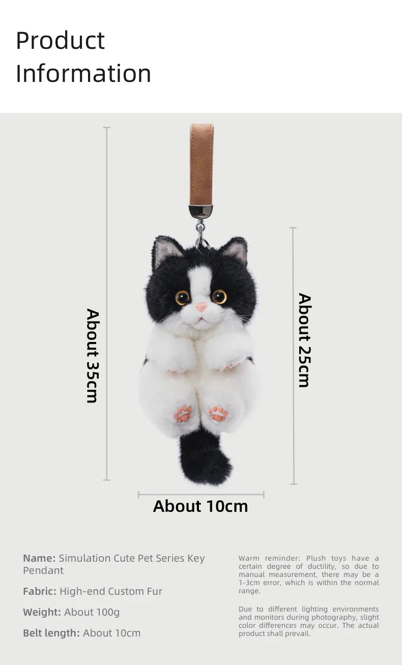 Soft Simulated Cat Mini Plush Animal Keychain Pendant Cute Unique Design Keychains/Bag Charm for Christmas Gift