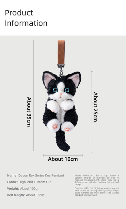 Polyester Simulated Plush cat Keychains Soft Lifelike Plush Cute Devon Series Accessories Keychains/Bag Charm