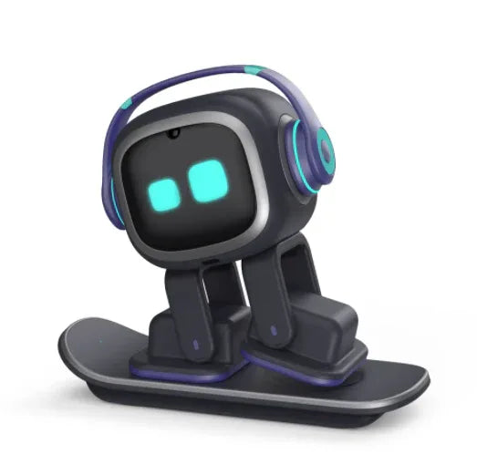 AI EMO Robot Cute Battery Operated Toy Light Sound Plastic Construction Four-Wheeled Mecanum Wheel Chassis Intelligent Pet
