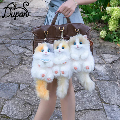 Simulation Sitting Cute Cat Soft Plush Keychain Pendant Handmade Keychains / Bag Charm for Daily