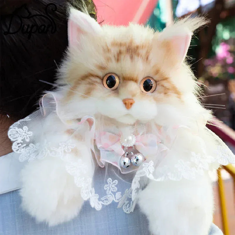 Orange Cat Simulation Fashion Plush Backpack PP Cotton Filling Adorable Cat Bag Realistic Cat Backpack for Adults/Kids