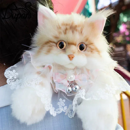 Orange Cat Simulation Fashion Plush Backpack PP Cotton Filling Adorable Cat Bag Realistic Cat Backpack for Adults/Kids