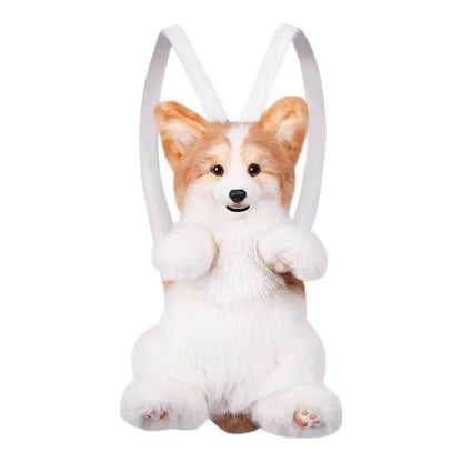 Corgi Dog Shaped Backpack Stuffed Animal Gift Girls Soft Plush Puppy with Adjustable Straps
