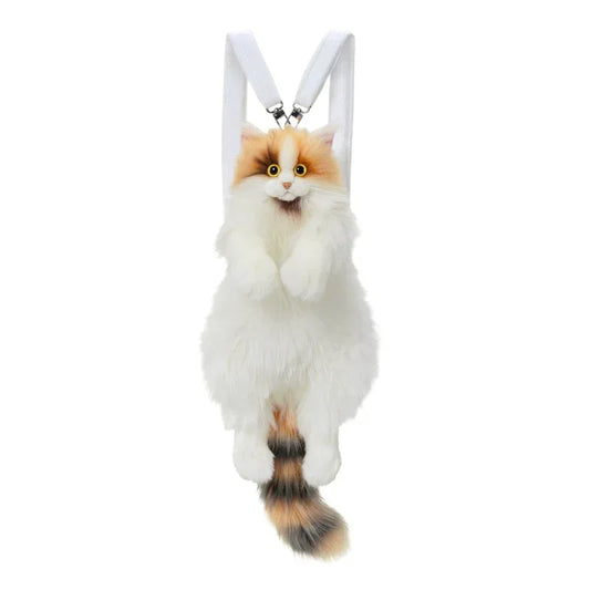 Light Yellow Calico Cat Backpack Simulation Cute Plush Doll Toy for Birthday Gift