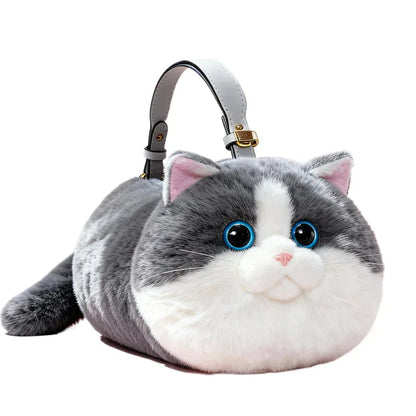 Handmade Adjustable Chain Cat Soft Plush One-Shoulder Handbag Rag Doll Fashion Cute Toy Gift