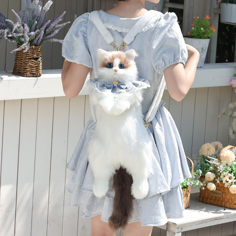 Lifelike Cat Shaped Backpack Toys Large Ragdoll Bag