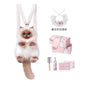 Medium Cute Pink Pearl Simulation Cat Fashionable Daily Companion Unisex Plush Backpack Adorable Cat Bag