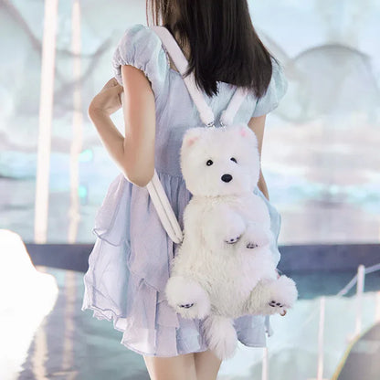 Dropshipping Gift West Highland Backpack Dog Doll Plush Toy Girls and Birthday Gifts