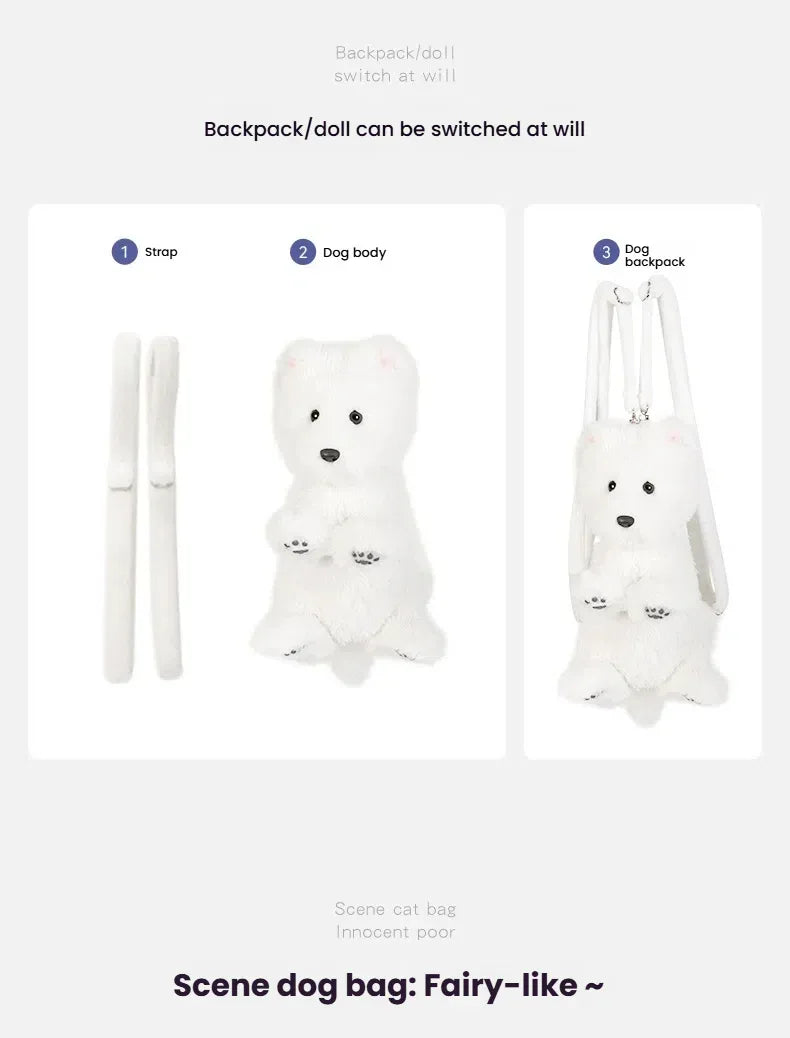Dropshipping Gift West Highland Backpack Dog Doll Plush Toy Girls and Birthday Gifts