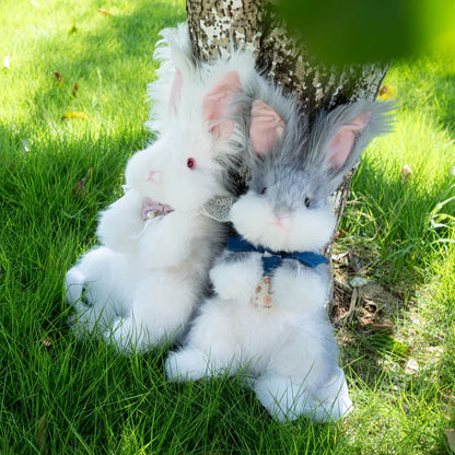 Polyester Cute Simulated Angora Rabbit Plush Backpacks Soft Plush Large Capacity Bag for Birthday Gift