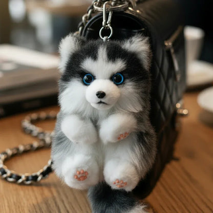 Soft Simulated Dog Mini Plush Animal Keychain Pendant Cute Unique Dog Design Keychains/Bag Charm for Christmas Gift