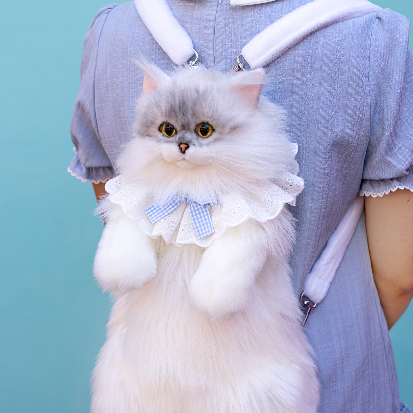 Simulated Chinchilla Cat Plush Polyester Toy Backpacks Savings Function Companion Chinchilla Cat-shaped Backpack