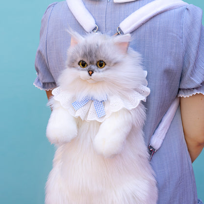 Simulated Chinchilla Cat Plush Polyester Toy Backpacks Savings Function Companion Chinchilla Cat-shaped Backpack