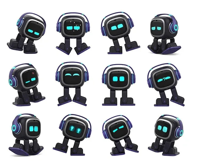 AI EMO Robot Cute Battery Operated Toy Light Sound Plastic Construction Four-Wheeled Mecanum Wheel Chassis Intelligent Pet