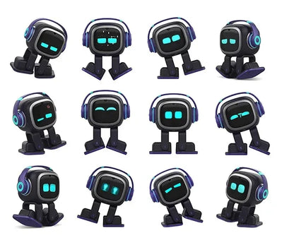 AI EMO Robot Cute Battery Operated Toy Light Sound Plastic Construction Four-Wheeled Mecanum Wheel Chassis Intelligent Pet