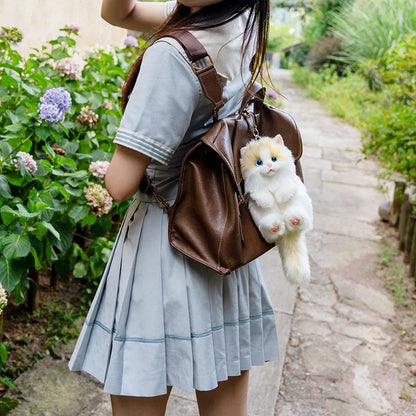 Simulation Sitting Cute Cat Soft Plush Keychain Pendant Handmade Keychains / Bag Charm for Daily