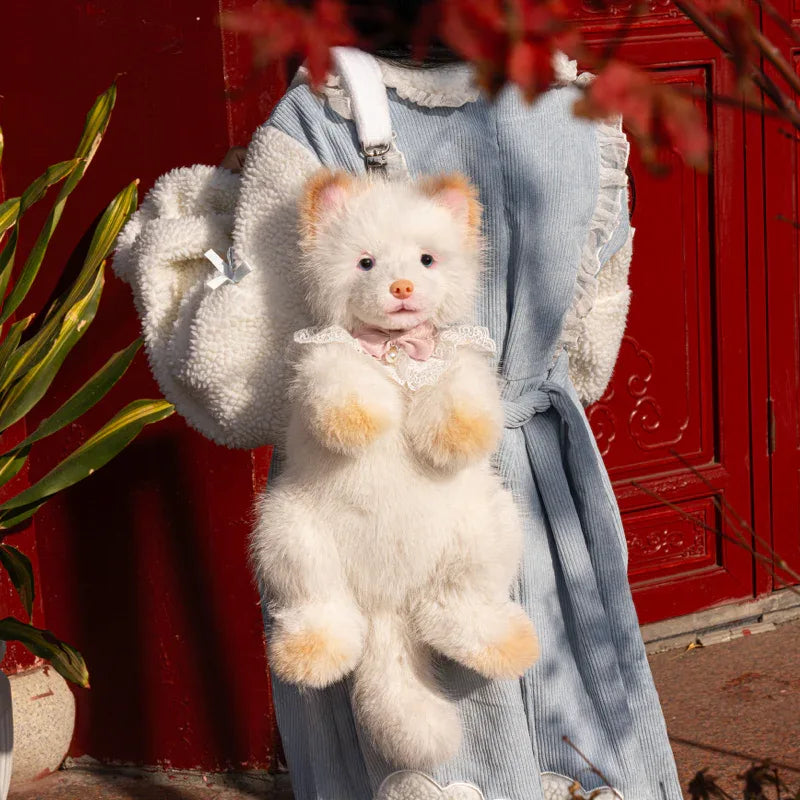 Simulated Chinese Chow Chow Dog Soft 3d Plush Backpacks Stitch Plush Toy with Removable Backpack