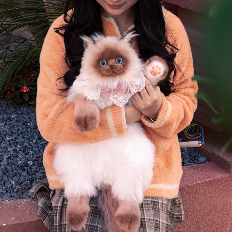 Soft Plush PP Cotton Filled Siamese Cat Animal Backpack Toys Adorable Cat Bag for Adults / Kids