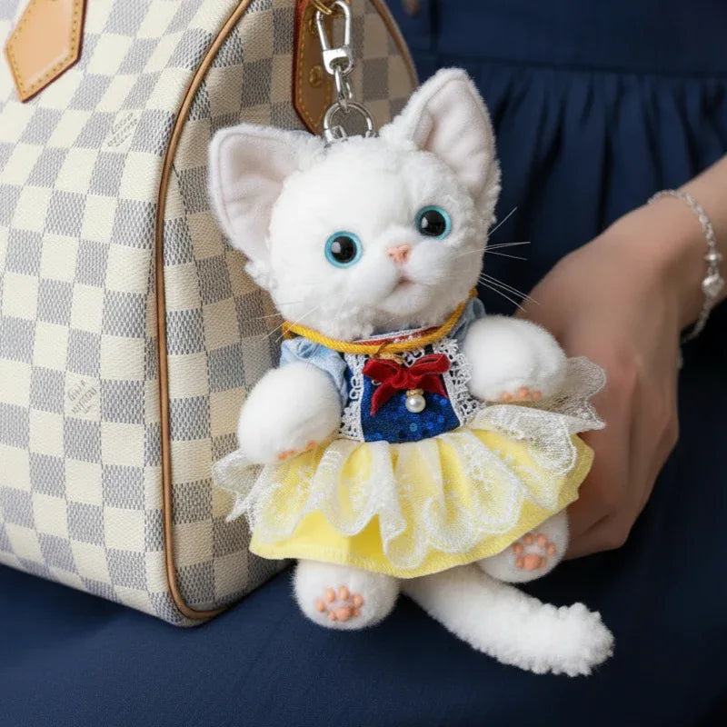 Polyester Simulated Plush cat Keychains Soft Lifelike Plush Cute Devon Series Accessories Keychains/Bag Charm