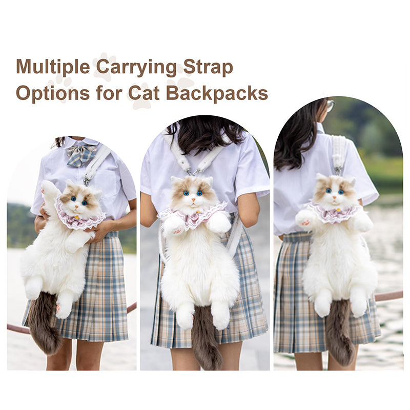 Lifelike Cat Shaped Backpack Toys Large Ragdoll Bag