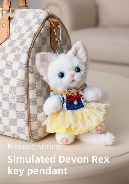Polyester Simulated Plush cat Keychains Soft Lifelike Plush Cute Devon Series Accessories Keychains/Bag Charm
