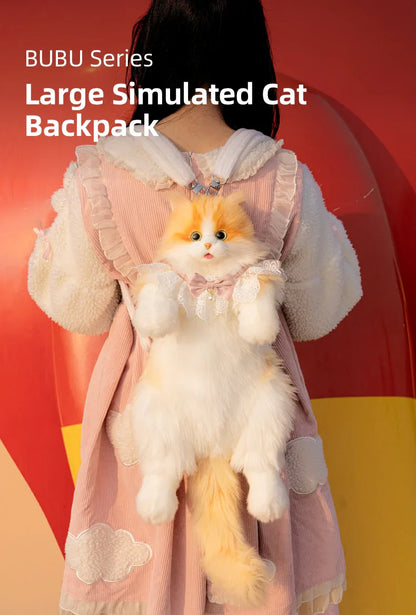 PP Cotton Filled Stitch Orange Cat Design Custom Cat Plush Backpack Soft Stuffed Animal Bag for Kids Women Gift