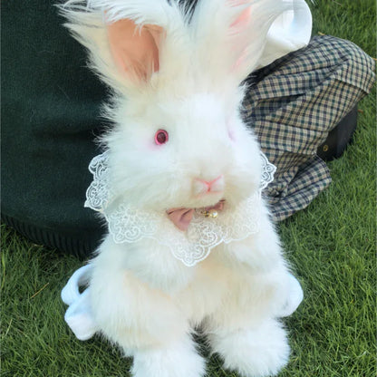 Polyester Cute Simulated Angora Rabbit Plush Backpacks Soft Plush Large Capacity Bag for Birthday Gift