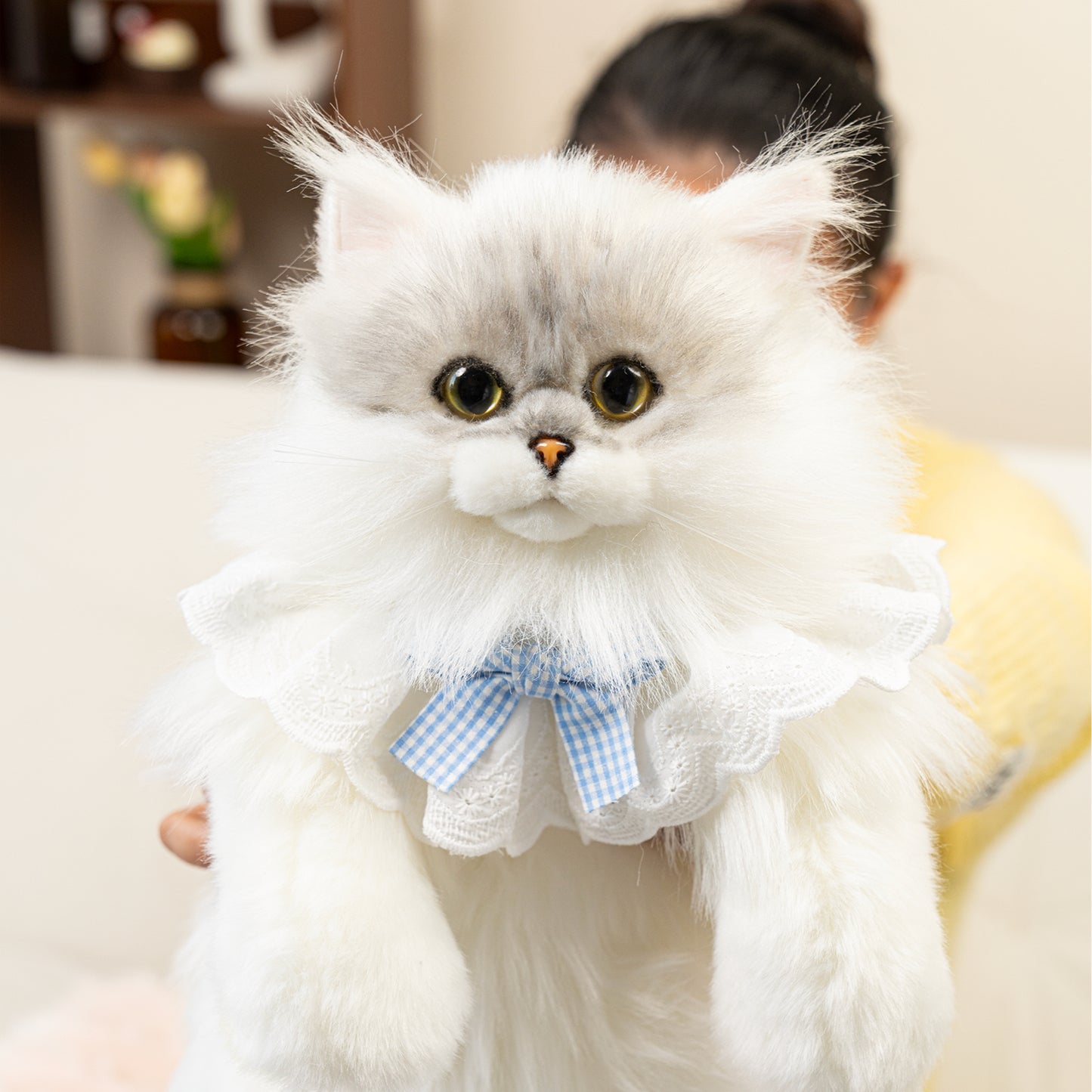 Simulated Chinchilla Cat Plush Polyester Toy Backpacks Savings Function Companion Chinchilla Cat-shaped Backpack