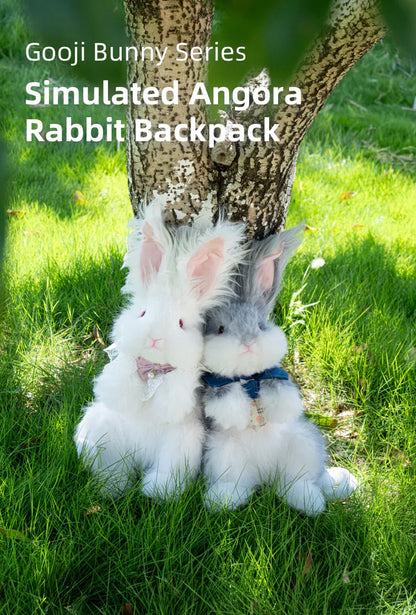 Polyester Cute Simulated Angora Rabbit Plush Backpacks Soft Plush Large Capacity Bag for Birthday Gift