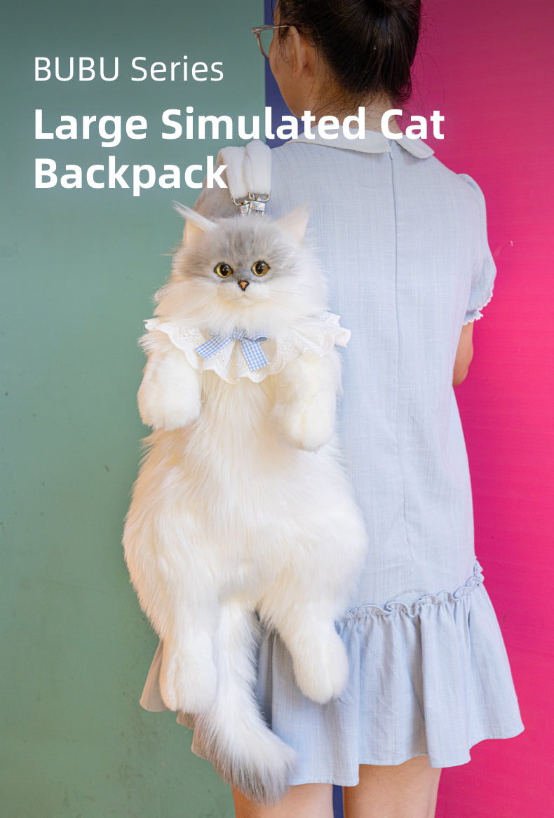Simulated Chinchilla Cat Plush Polyester Toy Backpacks Savings Function Companion Chinchilla Cat-shaped Backpack