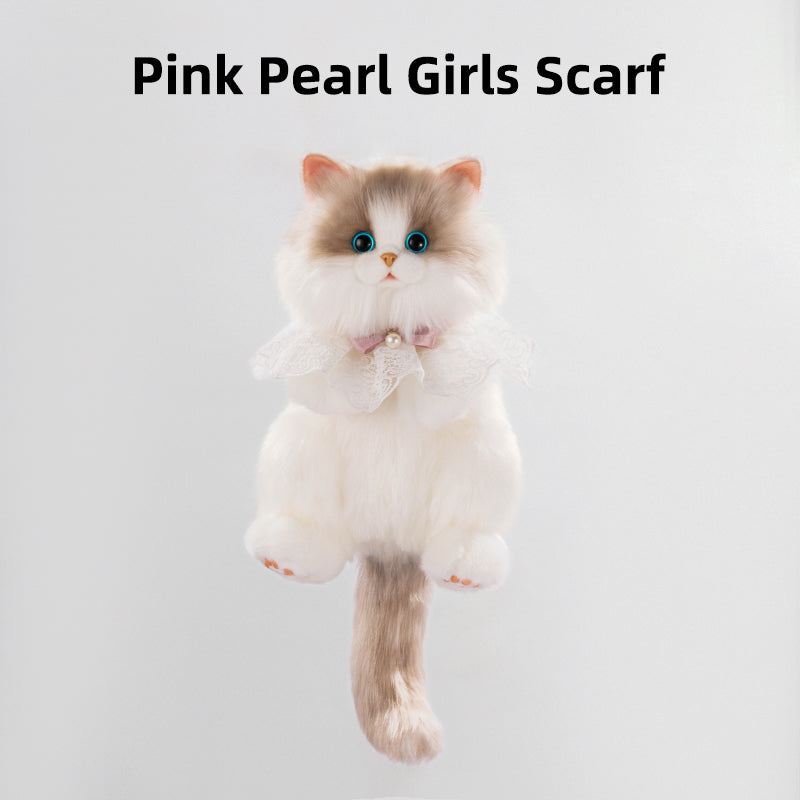 Medium Cute Pink Pearl Simulation Cat Fashionable Daily Companion Unisex Plush Backpack Adorable Cat Bag