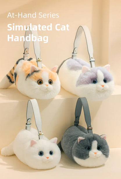 Handmade Adjustable Chain Cat Soft Plush One-Shoulder Handbag Rag Doll Fashion Cute Toy Gift