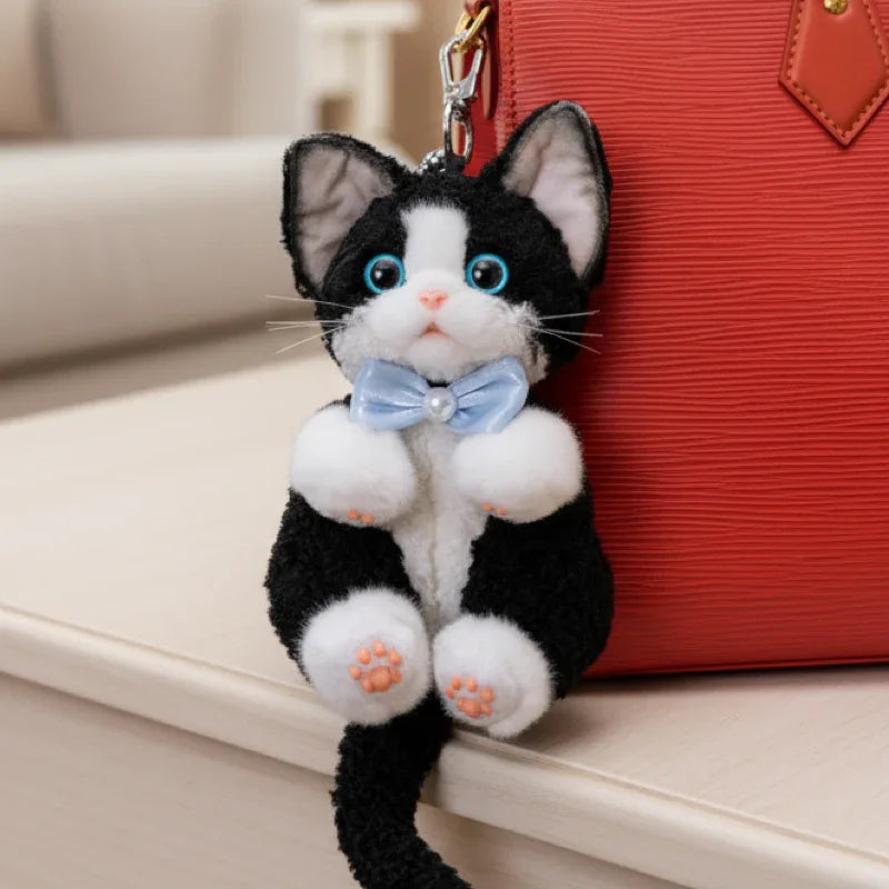 Polyester Simulated Plush cat Keychains Soft Lifelike Plush Cute Devon Series Accessories Keychains/Bag Charm