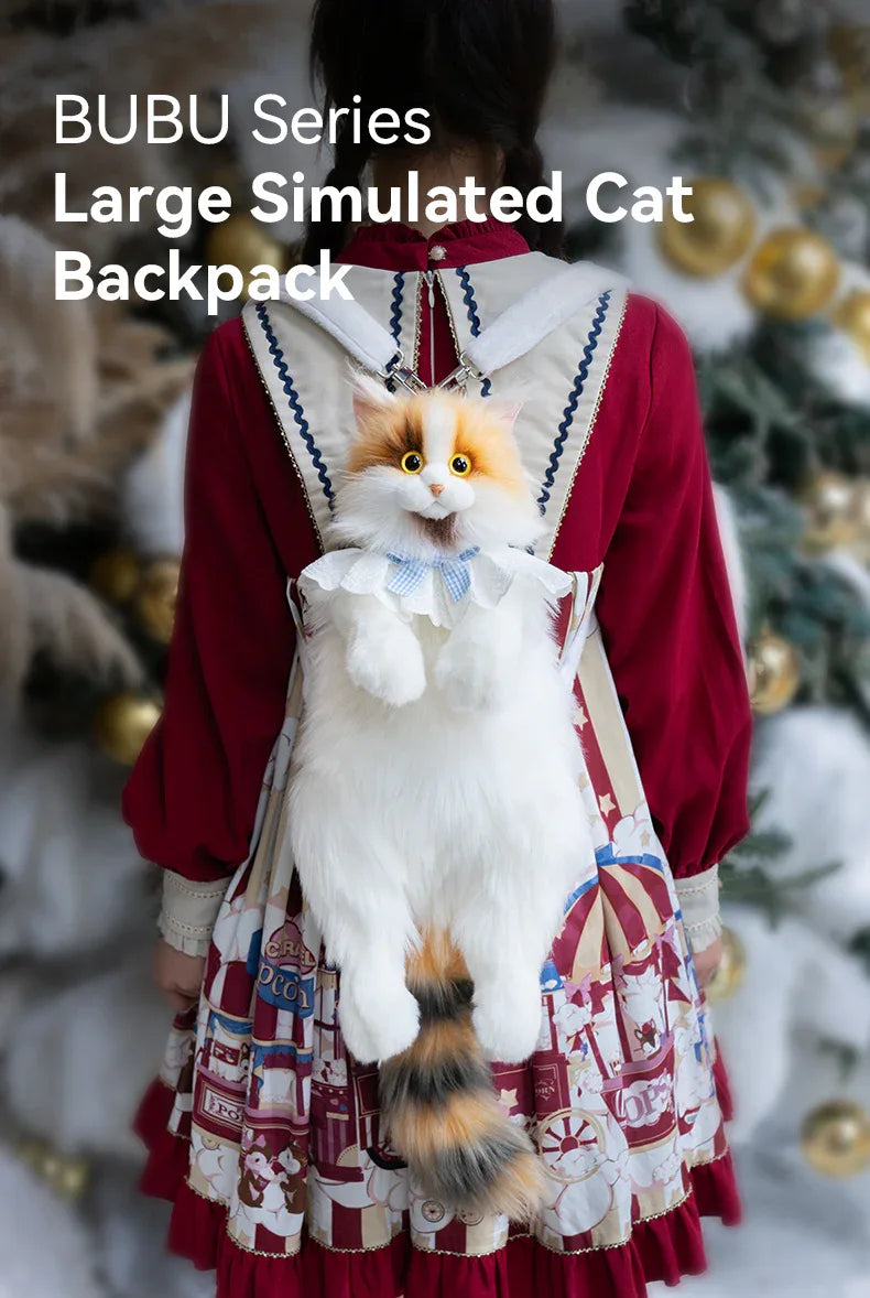 Light Yellow Calico Cat Backpack Simulation Cute Plush Doll Toy for Birthday Gift