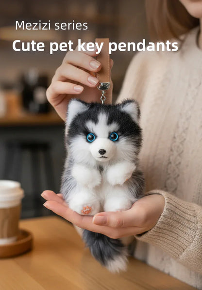 Soft Simulated Dog Mini Plush Animal Keychain Pendant Cute Unique Dog Design Keychains/Bag Charm for Christmas Gift