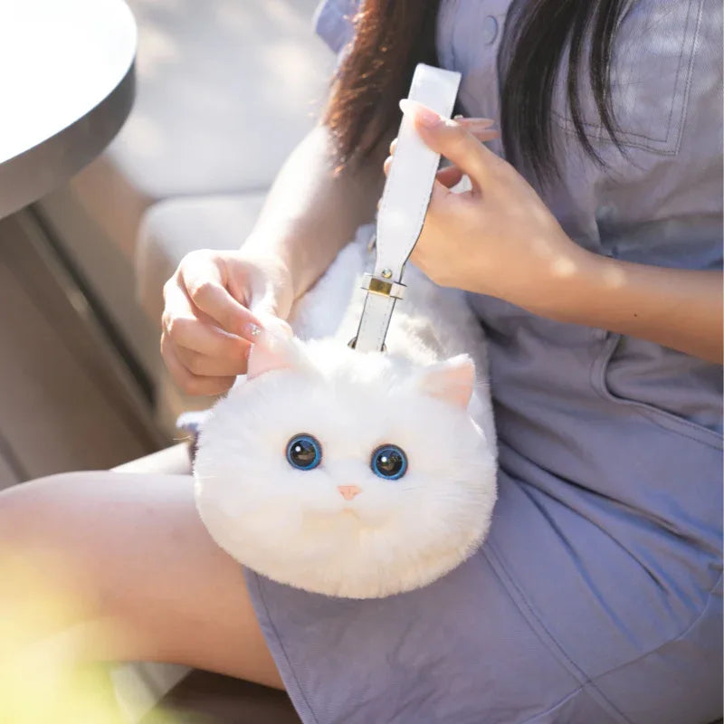 Handmade Adjustable Chain Cat Soft Plush One-Shoulder Handbag Rag Doll Fashion Cute Toy Gift